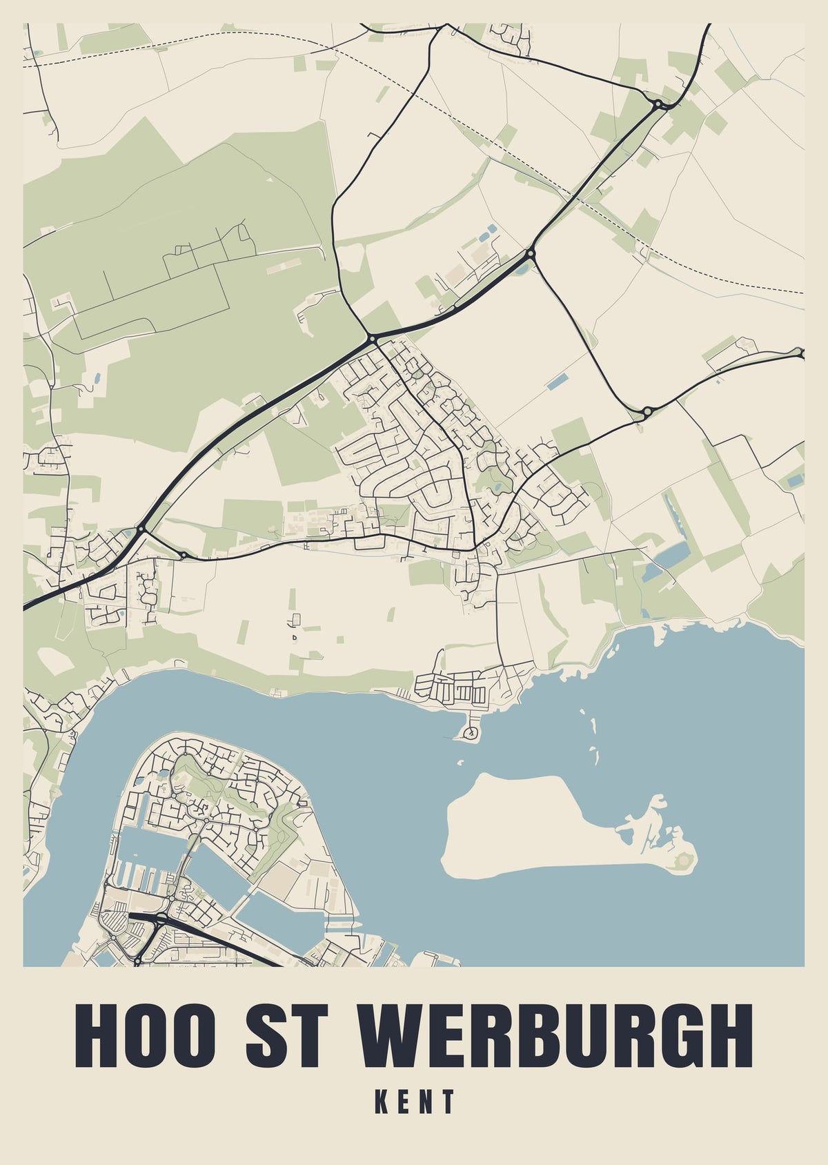 Street map poster of Hoo St Werburgh, Kent