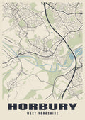 Street map poster of Horbury, West Yorkshire