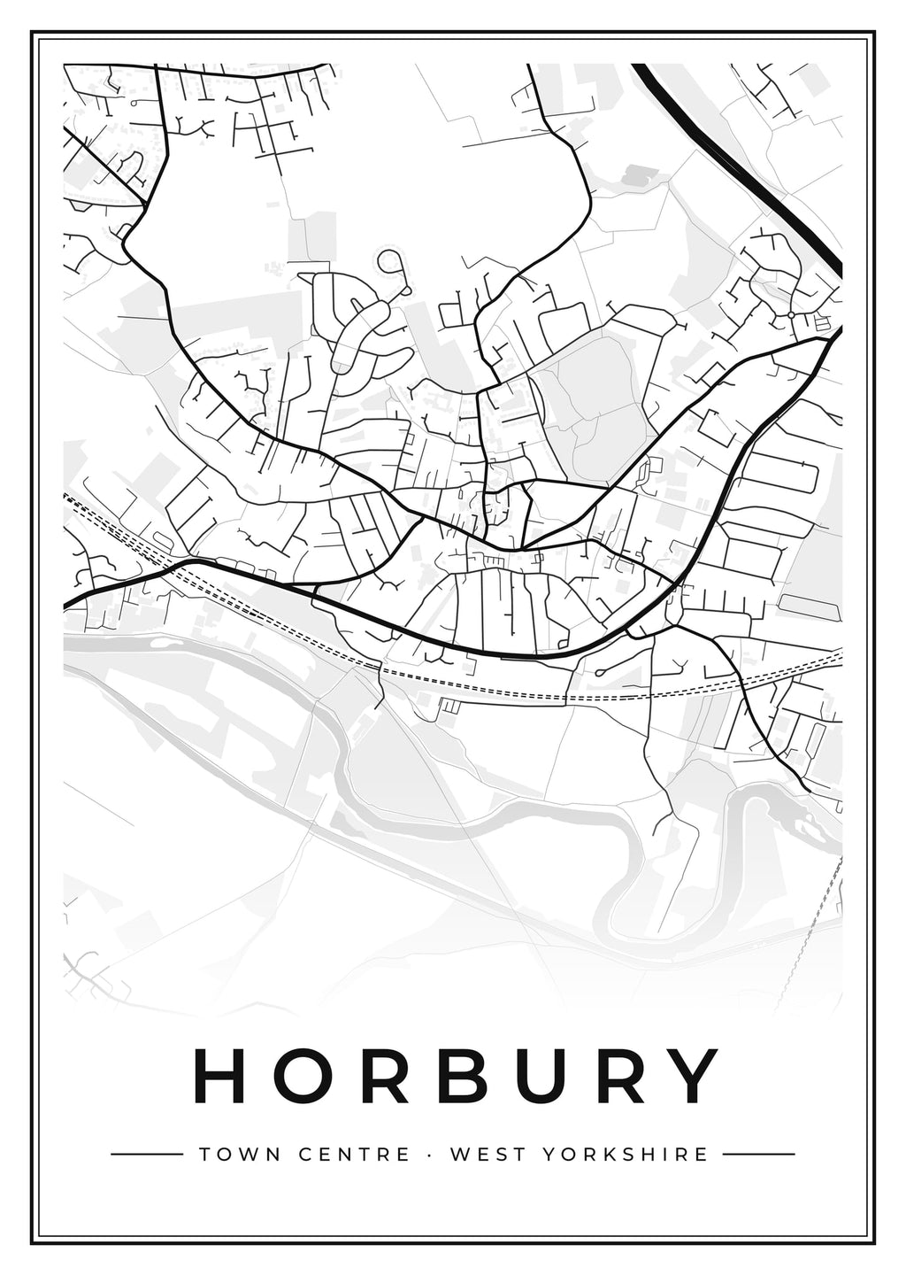 Street map poster of Horbury town centre, West Yorkshire