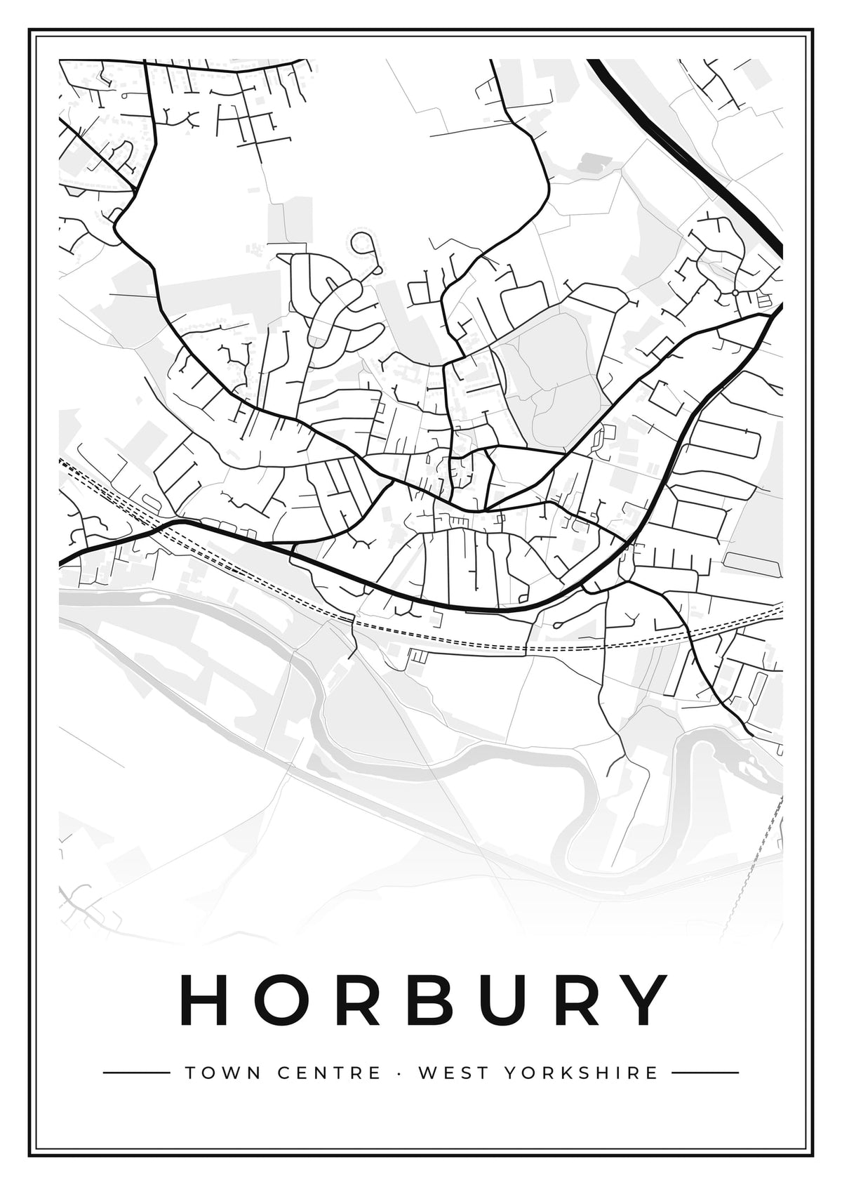 Street map poster of Horbury town centre, West Yorkshire