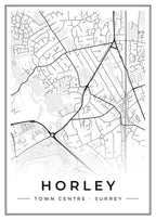 Street map poster of Horley town centre, Surrey