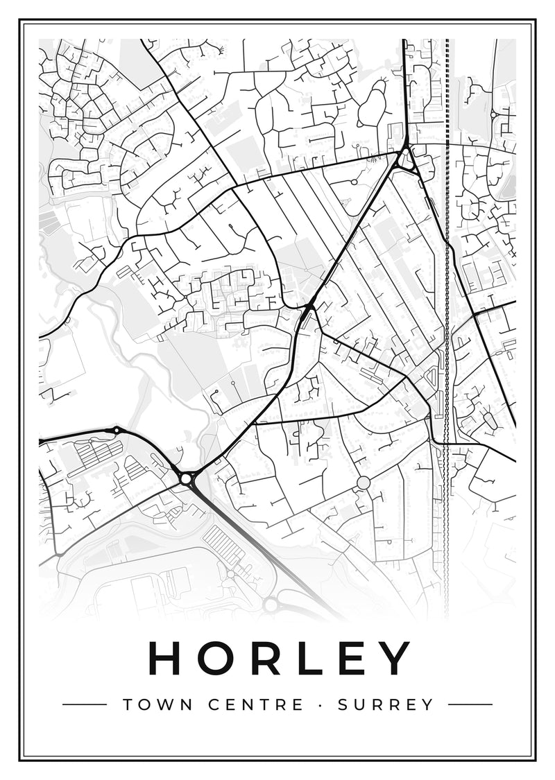 Horley Town Centre Street Map Poster