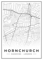 Street map poster of Hornchurch, Havering, London