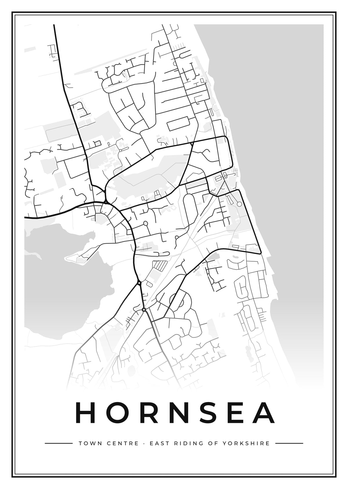 Street map poster of Hornsea town centre, East Riding of Yorkshire
