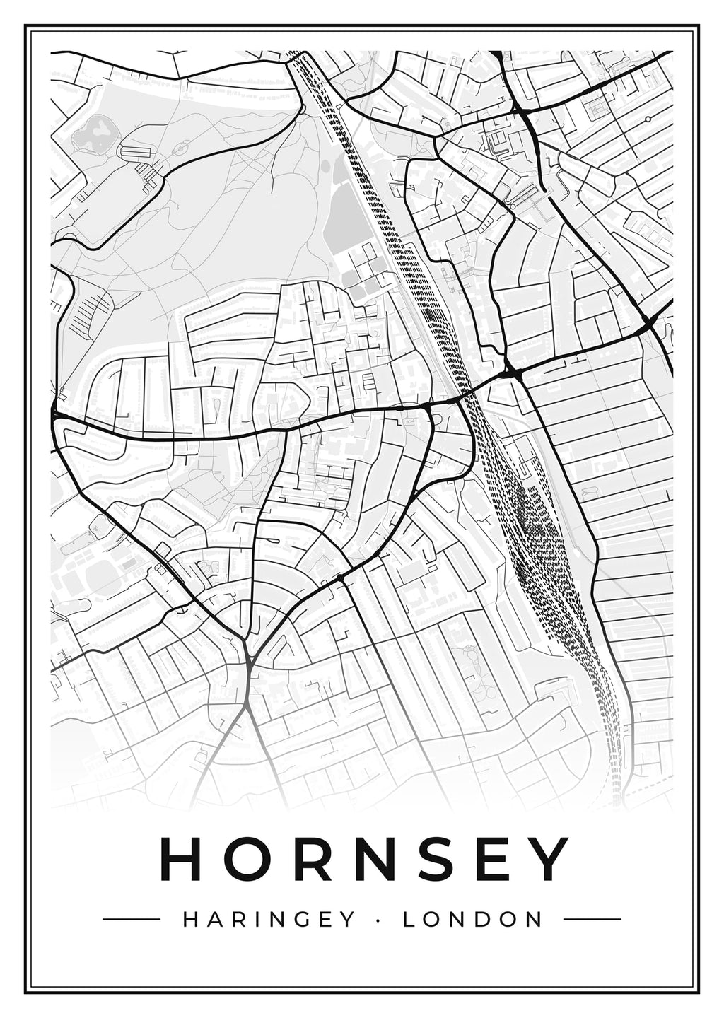 Street map poster of Hornsey, Haringey, London