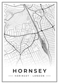 Street map poster of Hornsey, Haringey, London