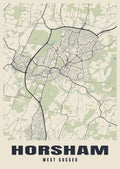 Street map poster of Horsham, West Sussex