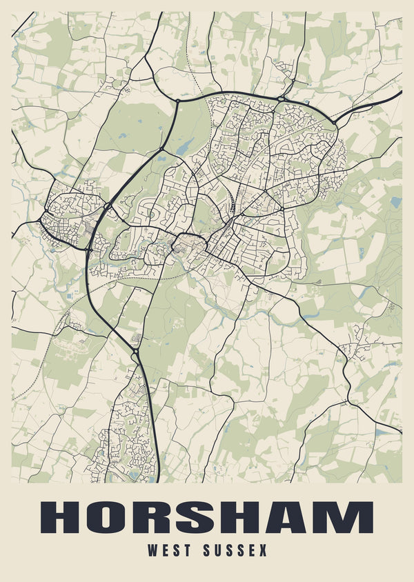 Horsham Street Map Poster