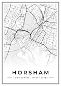 Street map poster of Horsham town centre, West Sussex