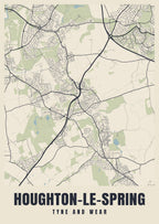 Street map poster of Houghton-le-Spring, Tyne and Wear