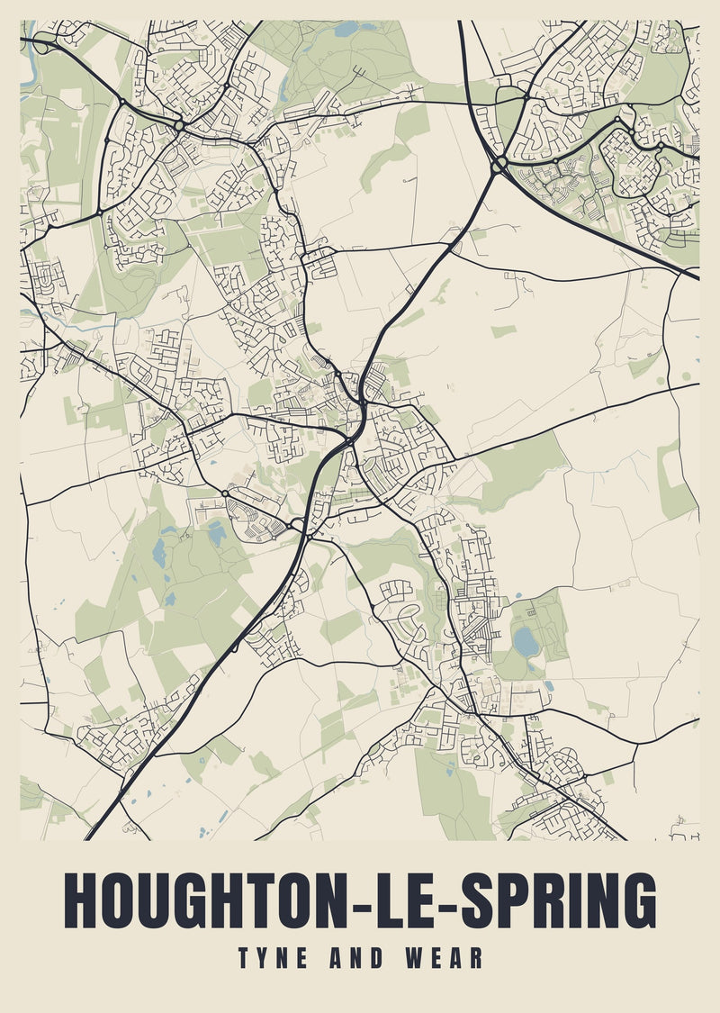 Houghton-le-Spring Street Map Poster