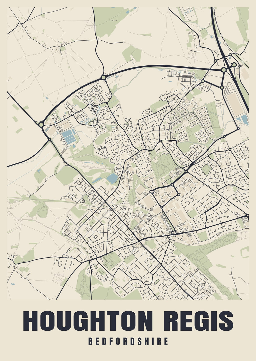 Street map poster of Houghton Regis, Bedfordshire