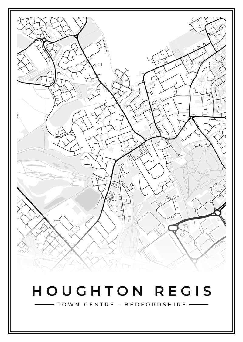 Houghton Regis Town Centre Street Map Poster