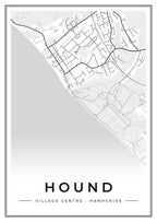 Street map poster of Hound village centre, Hampshire