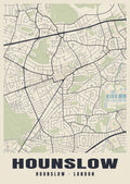 Heritage street map poster of Hounslow, Hounslow, London