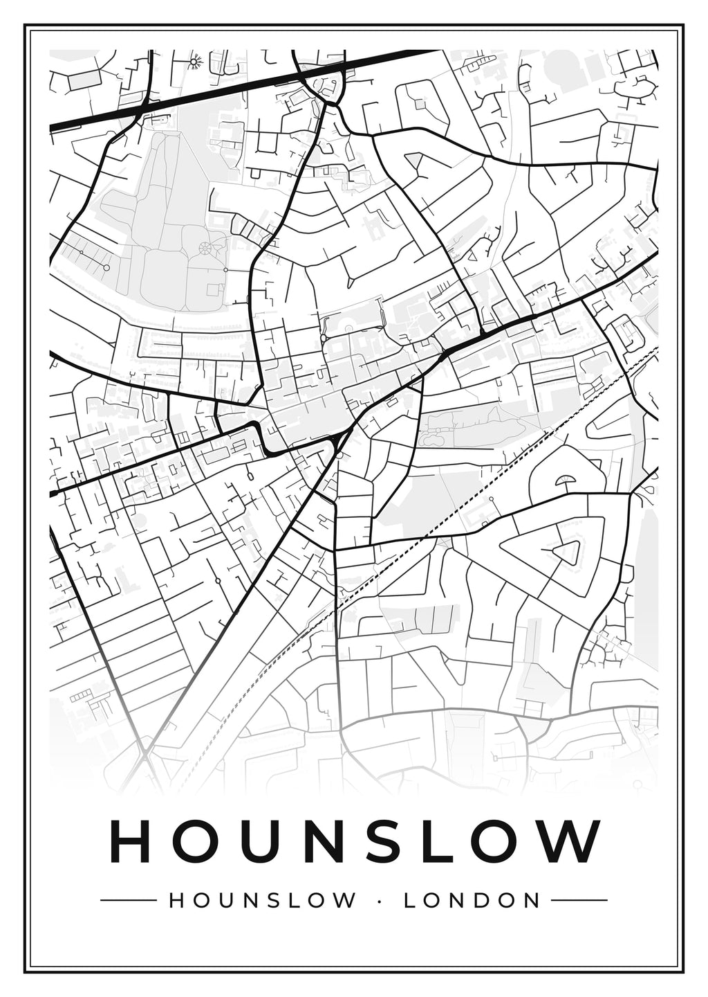 Street map poster of Hounslow, Hounslow, London