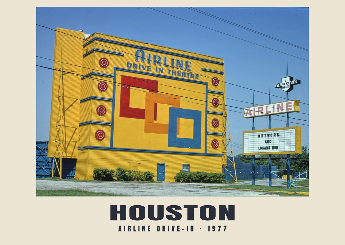 Airline Drive-In, Houston, 1977 — Tirage photographique historique