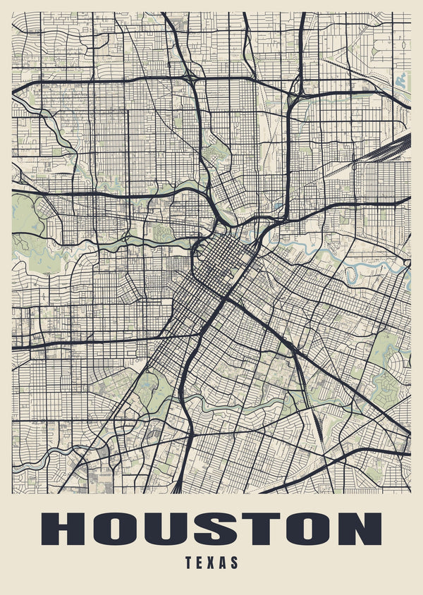 Houston Street Map Poster