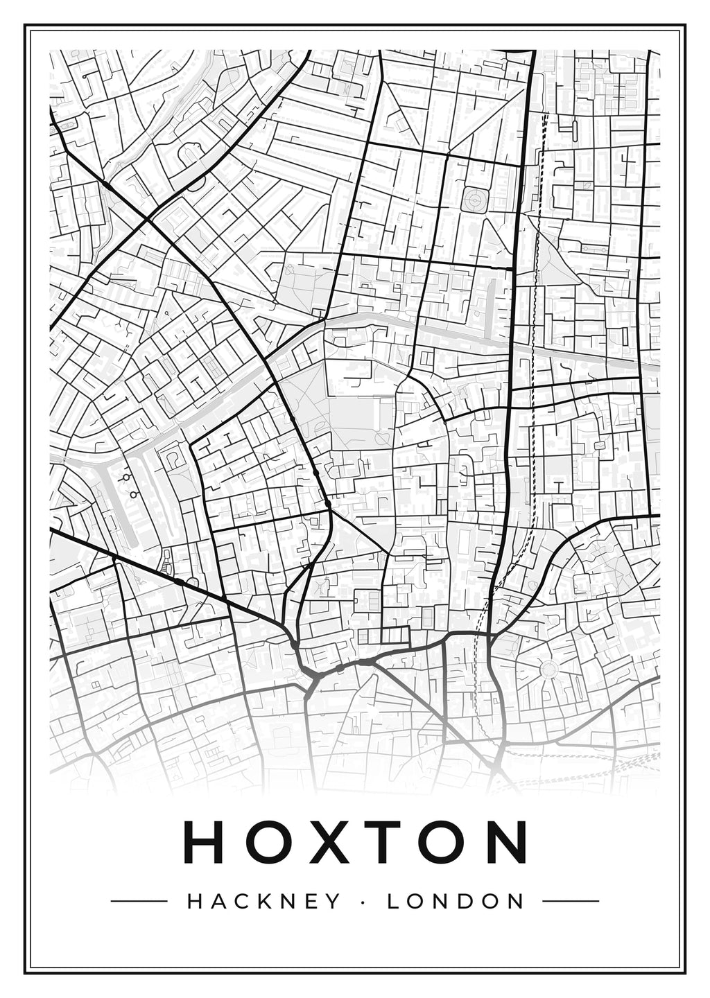Street map poster of Hoxton, Hackney, London