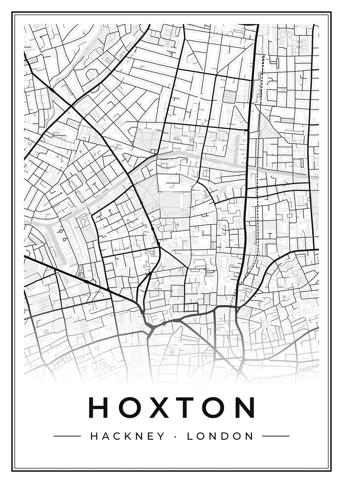 Street map poster of Hoxton, Hackney, London