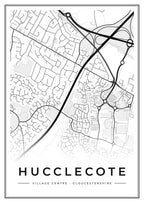 Street map poster of Hucclecote village centre, Gloucestershire