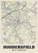 Street map poster of Huddersfield, West Yorkshire
