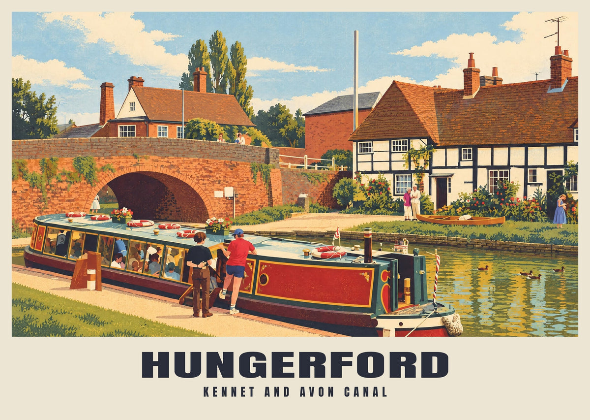 Kennet and Avon Canal, Hungerford poster, Retro Railway style