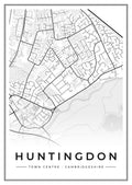 Street map poster of Huntingdon town centre, Cambridgeshire