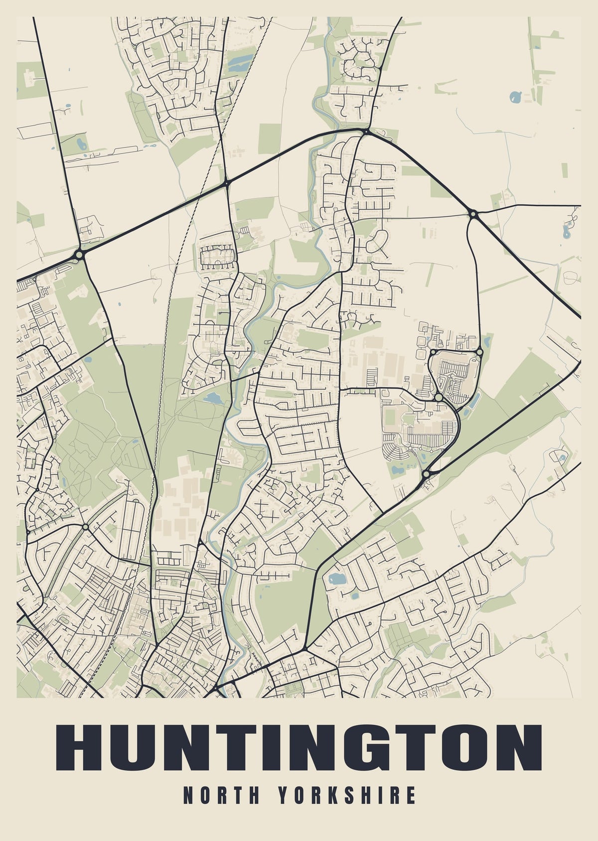 Street map poster of Huntington, North Yorkshire