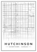 Street map poster of downtown Hutchinson, Kansas
