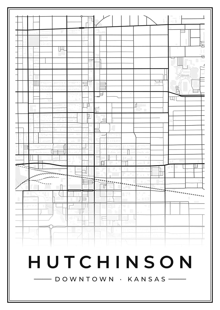 Hutchinson Downtown Street Map Poster