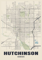 Street map poster of Hutchinson, Kansas