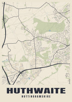 Street map poster of Huthwaite, Nottinghamshire