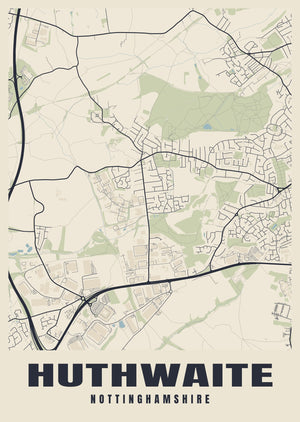 Huthwaite Street Map Poster