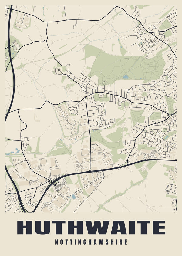 Huthwaite Street Map Poster
