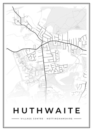 Huthwaite Village Centre Street Map Poster