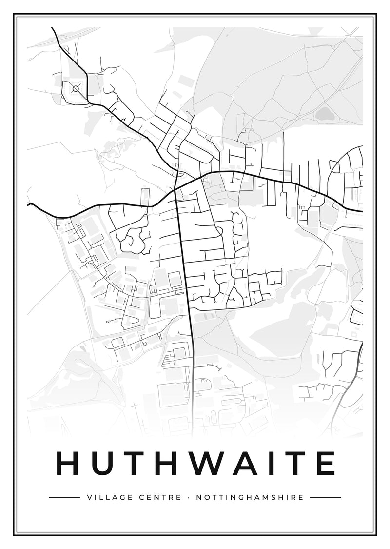 Huthwaite Village Centre Street Map Poster