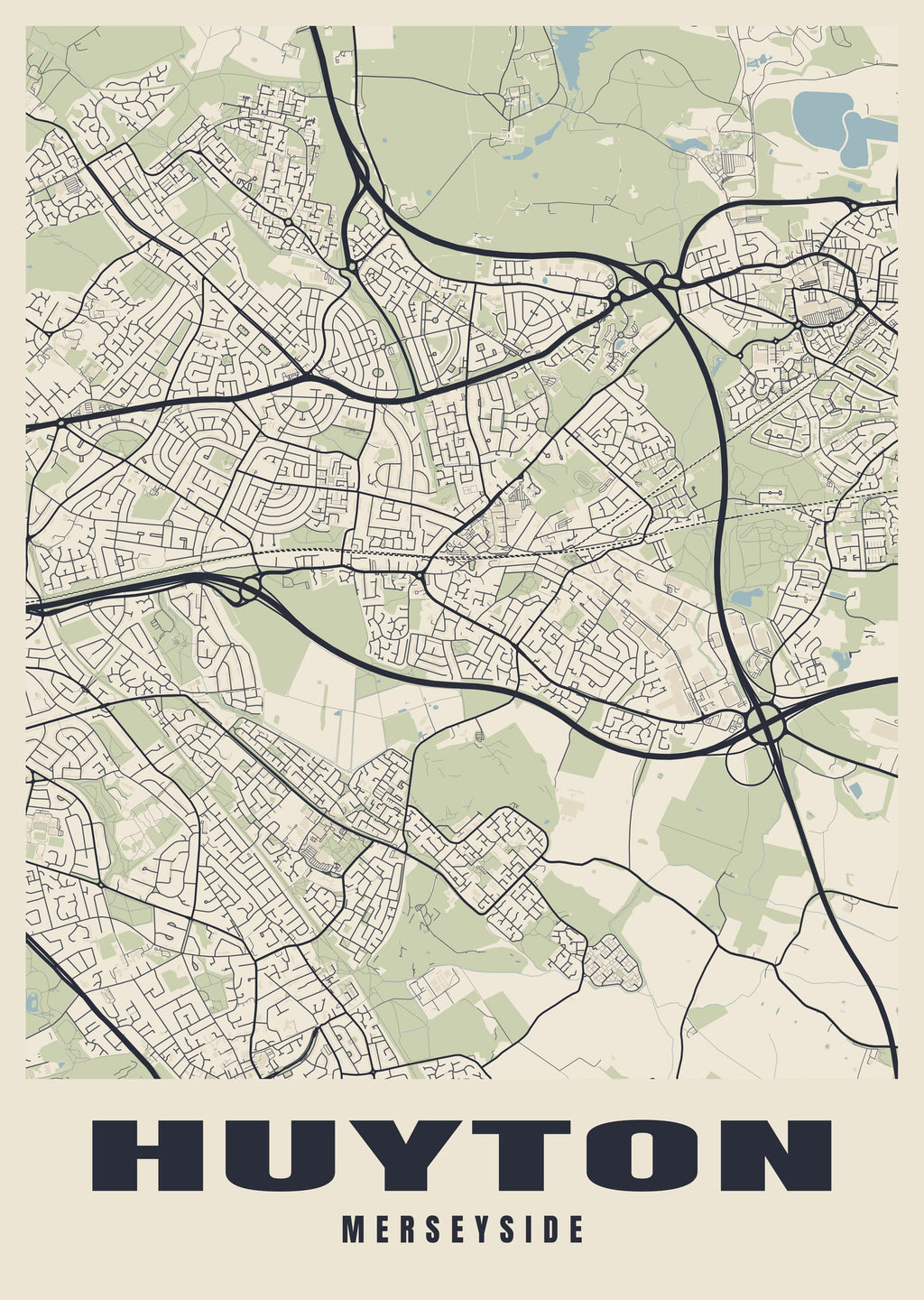Street map poster of Huyton, Merseyside