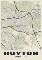 Street map poster of Huyton, Merseyside