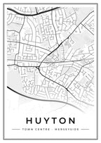 Street map poster of Huyton town centre, Merseyside