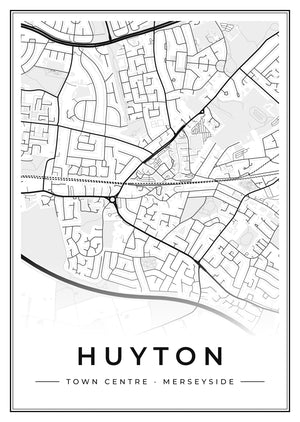 Huyton Town Centre Street Map Poster