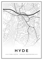 Street map poster of Hyde town centre, Greater Manchester