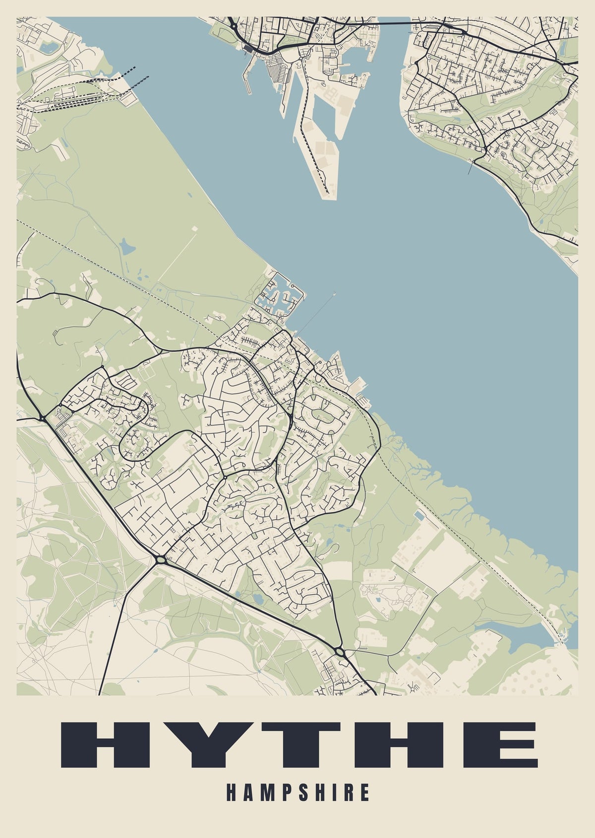 Street map poster of Hythe, Hampshire