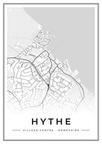 Street map poster of Hythe village centre, Hampshire