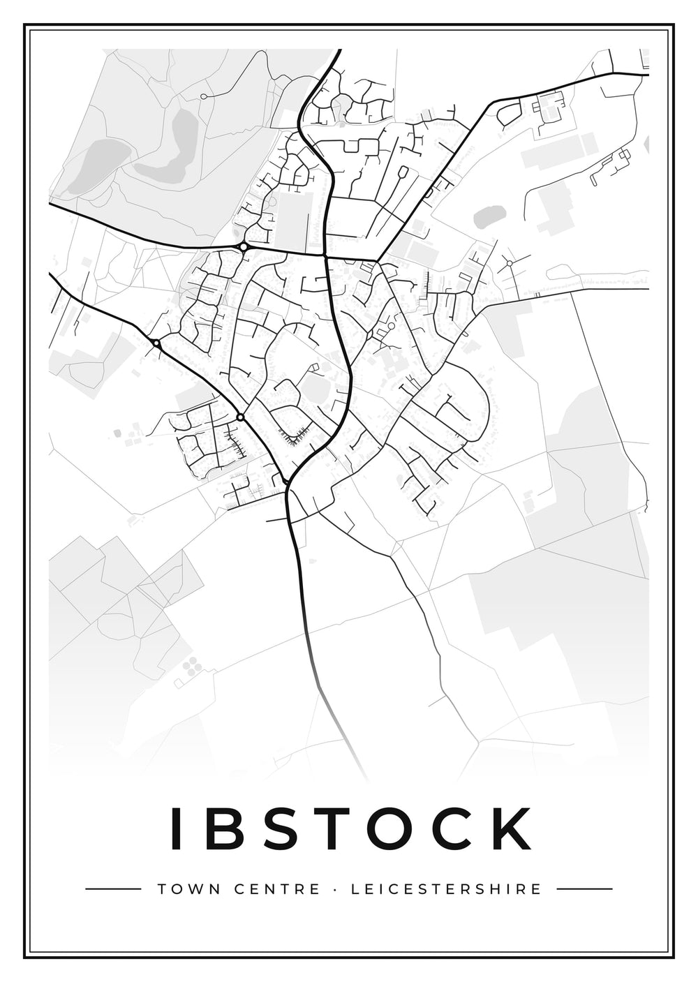 Ibstock Town Centre Street Map Poster