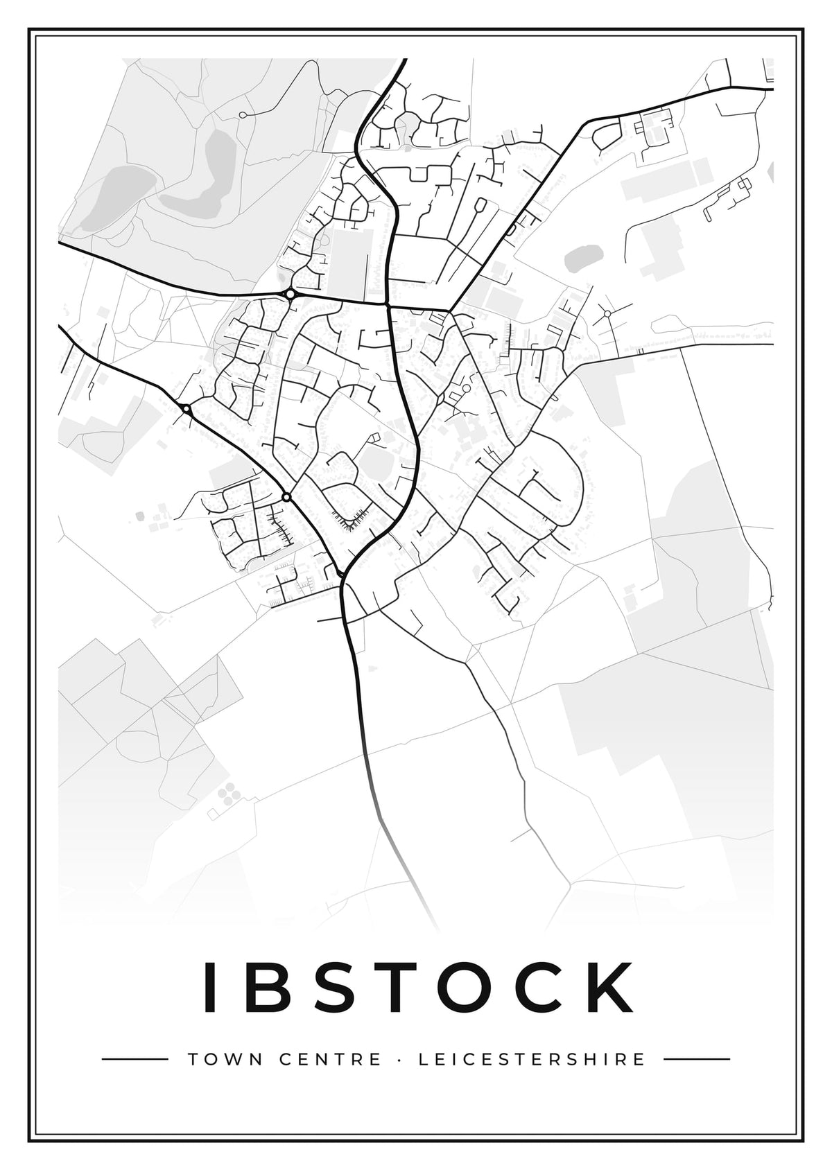 Street map poster of Ibstock town centre, Leicestershire