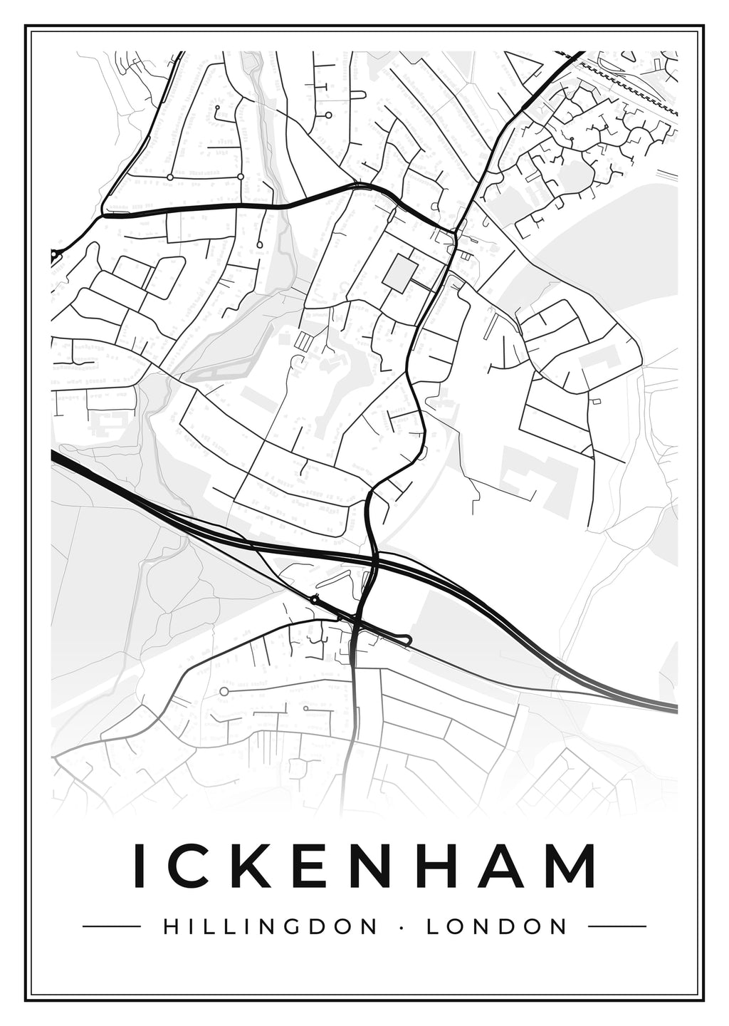 Street map poster of Ickenham, Hillingdon, London
