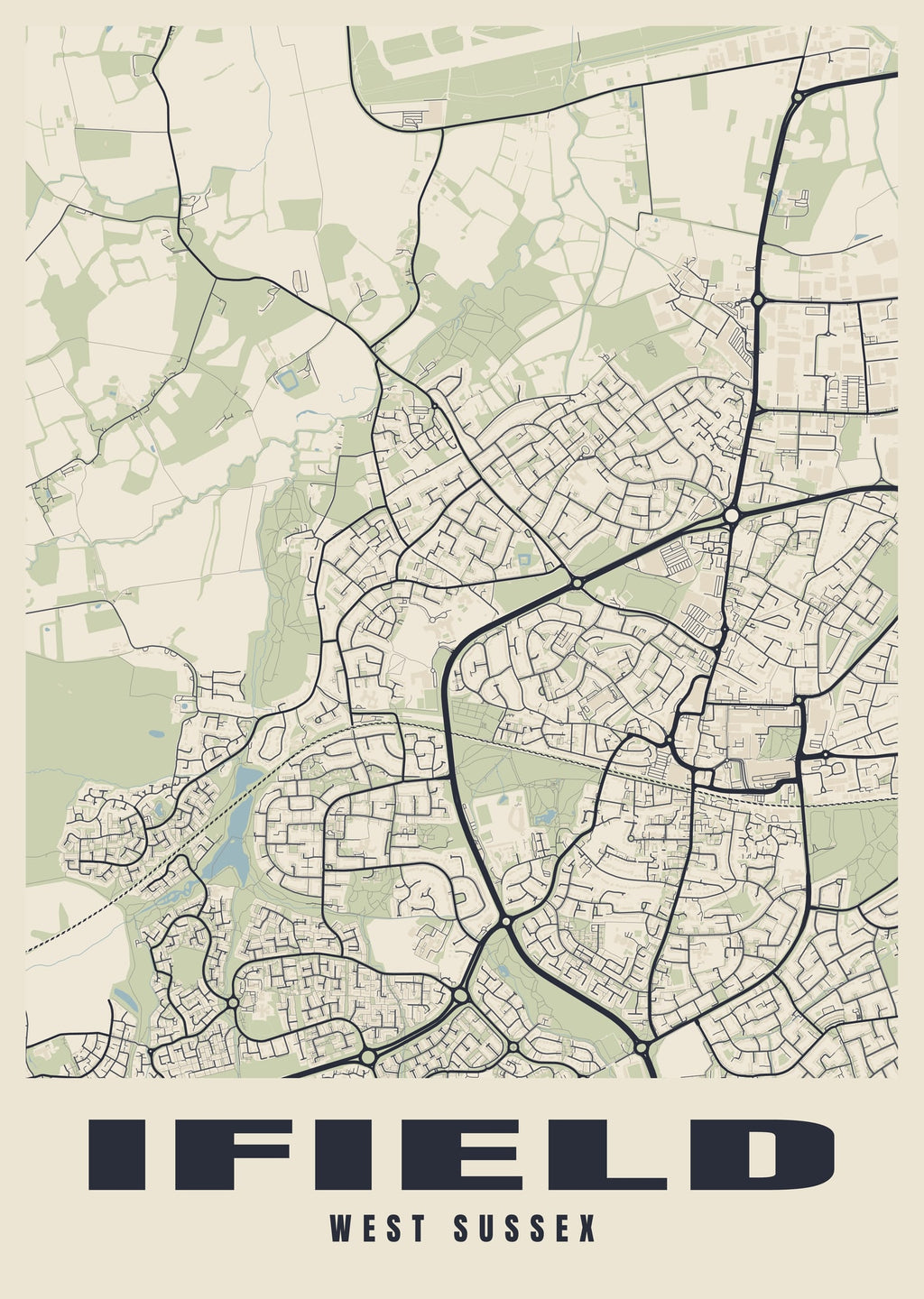 Street map poster of Ifield, West Sussex
