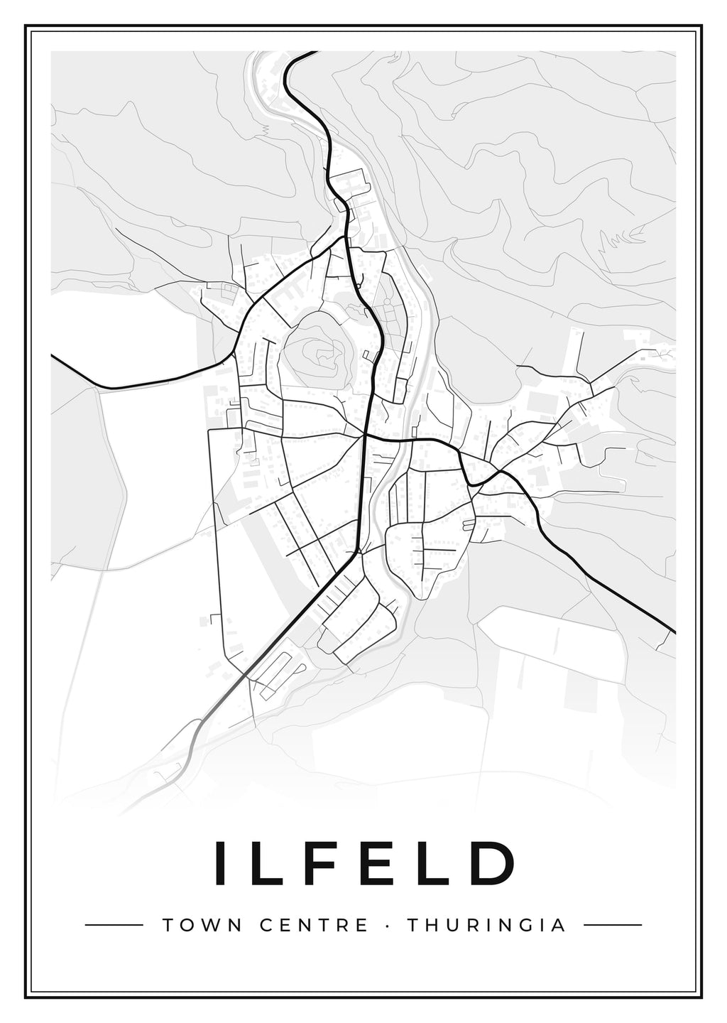 Street map poster of Ilfeld town centre, Thuringia