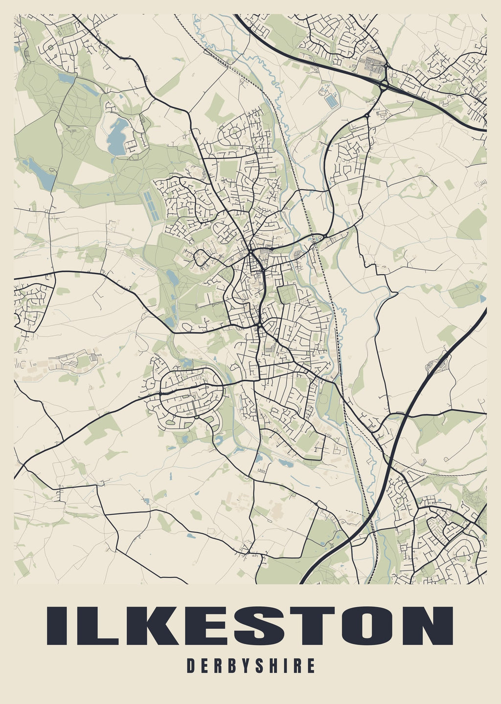 Street map poster of Ilkeston, Derbyshire
